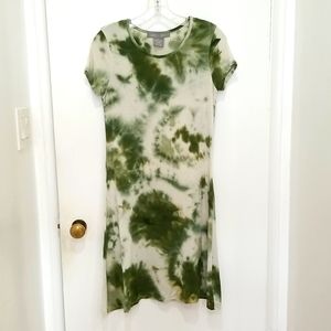 Lark+Grey Tie Dye Green & Cream Color Casual Dress